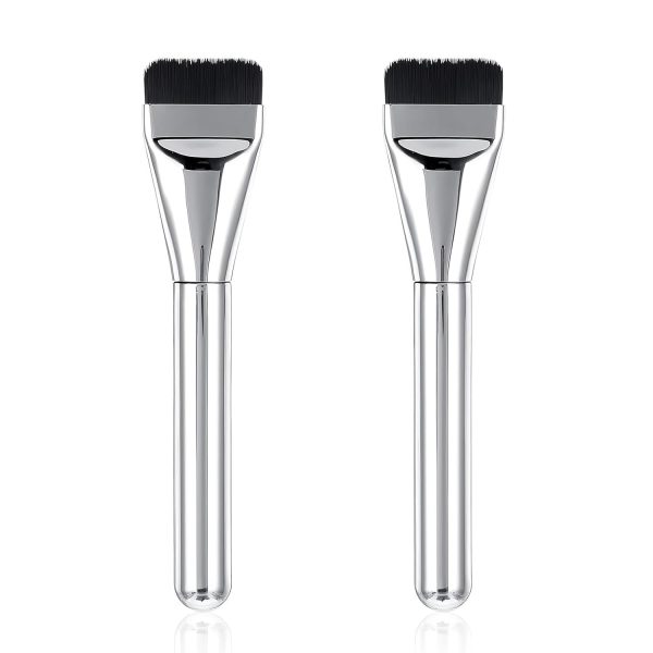 2 Pcs Foundation Brushes for Makeup, Foundation Brush, Makeup Brush Ultra Thin Straight Line Foundation Flat Head Facial Mask No Trace No Powder Concealer