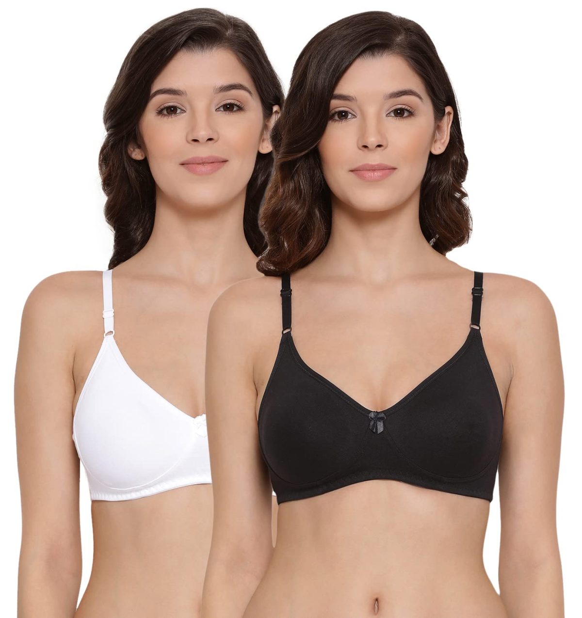 Lyra Women's Non-Padded T-Shirt BRA-511 T-Shirt Bra 511_2PC_White & Black_38B