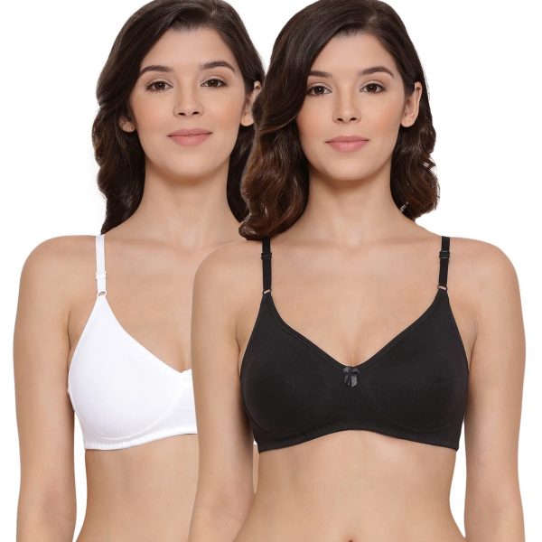 Lyra Women's Non-Padded T-Shirt BRA-511 T-Shirt Bra 511_2PC_White & Black_38B