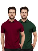Freecultr Men's Polo T-Shirt | Pack of 2 | Half Sleeve Soft & Stylish Regular Fit Breathable Fabric Quick Dry Moisture-Wicking Comfortable Everyday Casual & Office Wear T-Shirt for Men