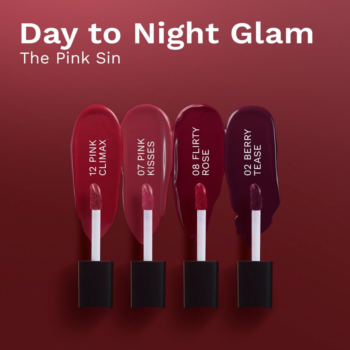 Pilgrim Matte Mini Liquid Lipstick 4 in 1 Pack Smudgeproof, Hydrating & Lightweight (The Pink Sin, 4 ml) - Image 2