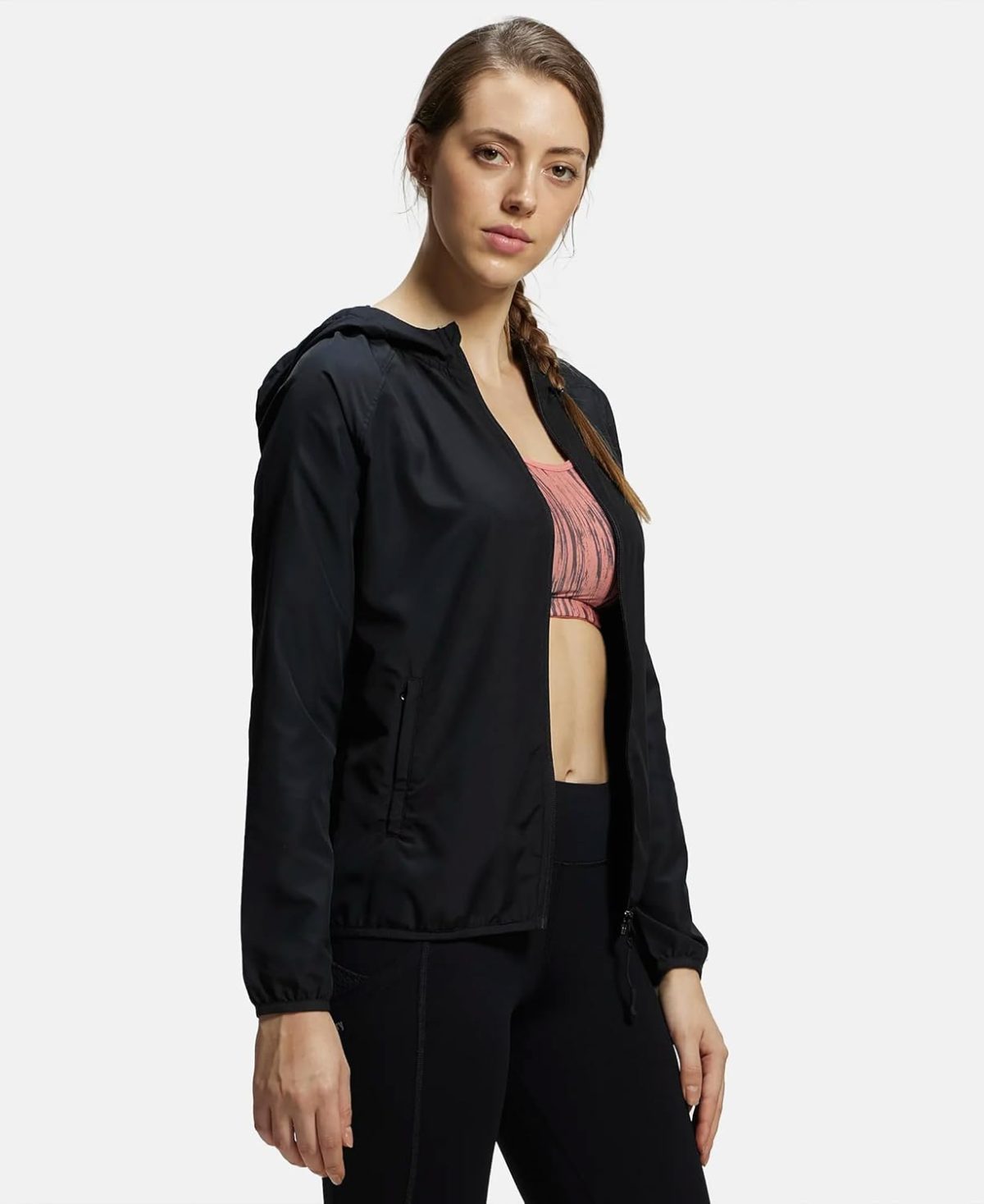 Jockey MW50 Women's Microfiber Fabric Relaxed Fit Raglan Styled Water Resistant Hoodie Jacket with Stay Dry Treatment - Image 2