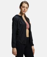 Jockey MW50 Women's Microfiber Fabric Relaxed Fit Raglan Styled Water Resistant Hoodie Jacket with Stay Dry Treatment - Image 2