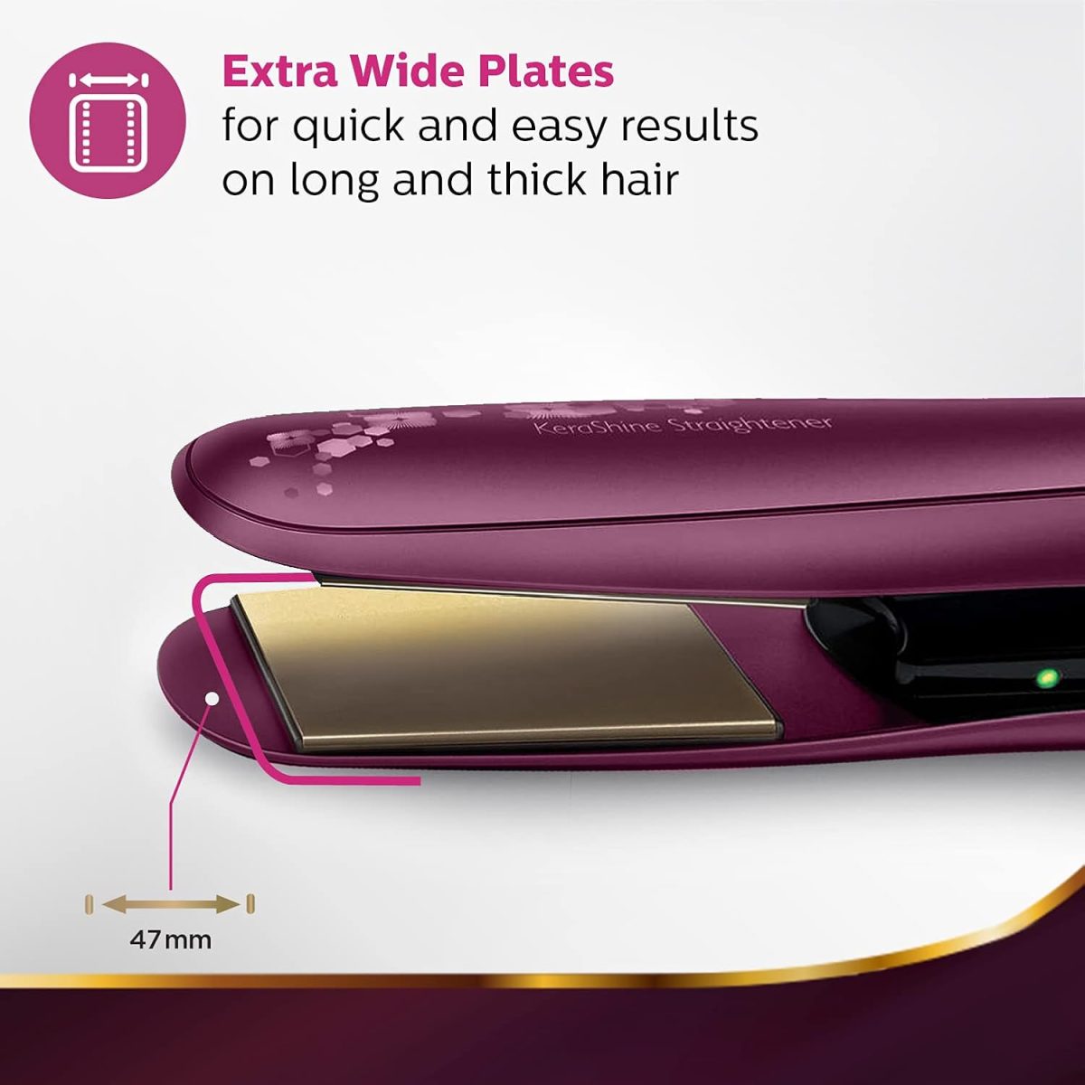 Philips BHS738/00 Kerashine Titanium Wide Plate Straightener with SilkProtect Technology. Straighten with Instant Shine. Suitable for Dense Thick Hair - Image 6