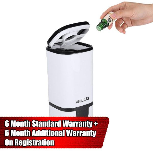 iBELL Humidifier for room with Remote, Digital display, 4.5L, Ultrasonic, Adjustable Mist Output, Super Quiet 360° Nozzle, Lasts Up To 24 Hrs, Essential Oil Diffuser, HU450RB (White)