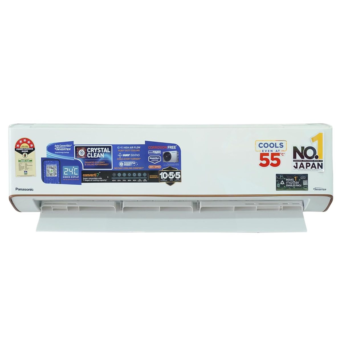 Panasonic EU 7-in-1 Convertible 1.5 Ton 5 Star Inverter Split AC with Temperature Sensors, 4-Way Swing, Copper Condenser (2025 Model, CS/CU-EU18BKY5X), Works at 54°C, Crystal Clear Indoor & Outdoor - Image 2