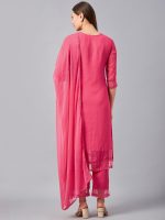 Azira Georgette Pink Straight Palazzo Kurta Set With Dupatta - Image 5