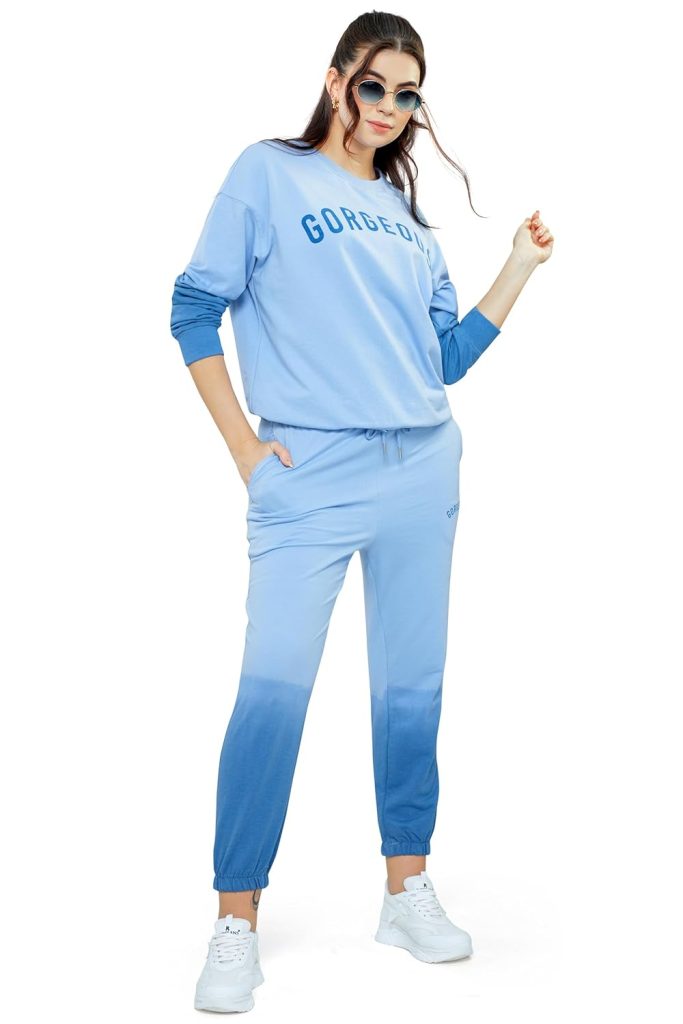 ZEYO Women Cotton Track Suit Tie-Dye Printed Co-ords Set