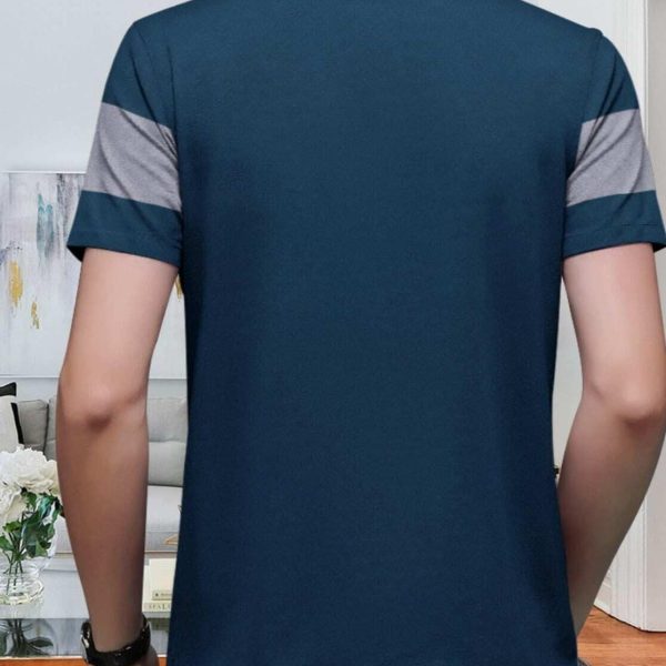 Mens Tshirt Mens Round Neck Tshirt Mens Half Sleeve Tshirt Mens Color Block Tshirt Tshirt for Mens XL-T21-TealGrey