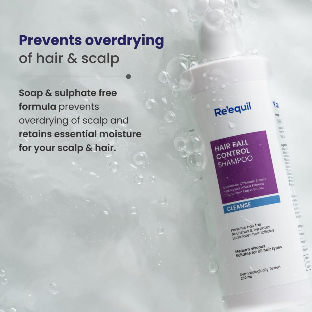 RE' EQUIL Hair Fall Control Shampoo | Reduces Hairfall | Promotes Hair Thickness | All Hair Types | 250ml - Image 7