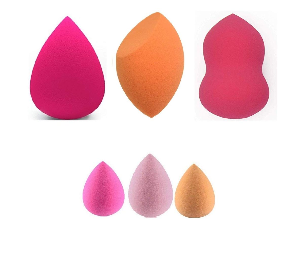AY Makeup Sponge Set Beauty Blender, Soft Sponge For Liquid Foundation, Creams, and Powders for Wet and Dry Makeup, Set of 6 (3 Large and 3 Mini) (Colour May Vary)