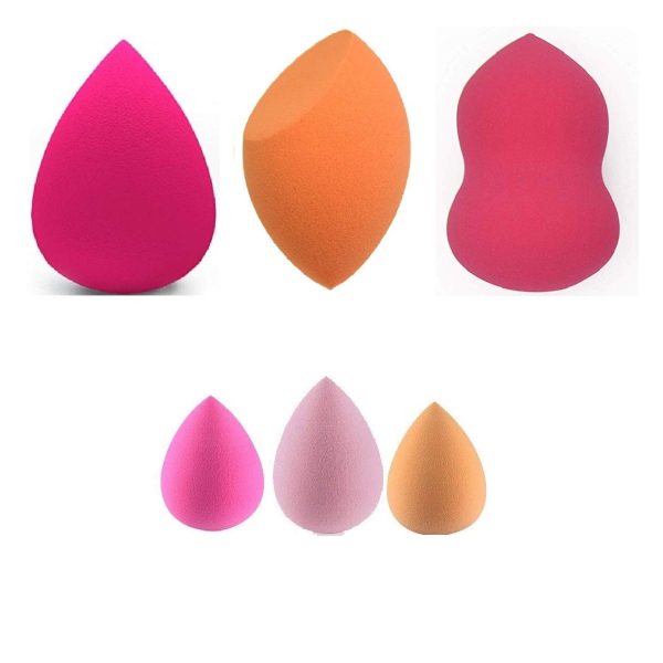 AY Makeup Sponge Set Beauty Blender, Soft Sponge For Liquid Foundation, Creams, and Powders for Wet and Dry Makeup, Set of 6 (3 Large and 3 Mini) (Colour May Vary)