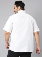 Twist99 Mens Cotton Linen Plus Size Half Sleeve Shirt (White) - Image 2