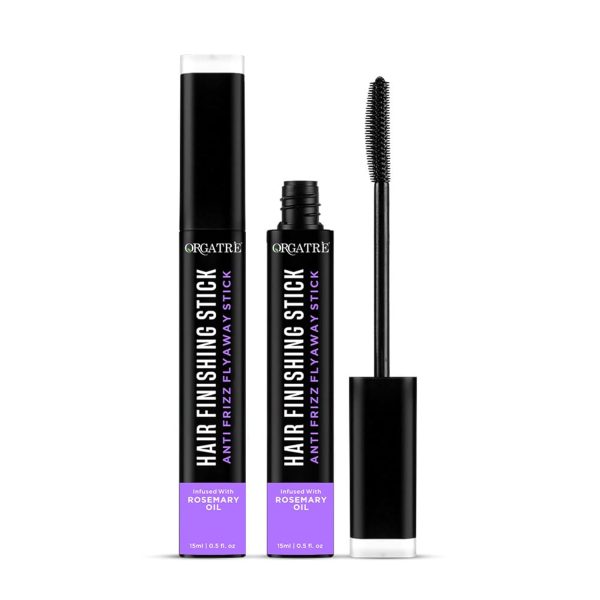 ORGATRE Frizz Free Hair Finishing Stick – Anti‑Frizz Hair Wax Wand for Flyaways, Non‑Sticky, Non‑Greasy Hold, Baby Hair Control & Edge Tamer, Rosemary Infused 15 ml