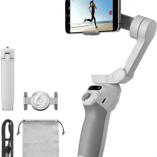 DJI OSMO Mobile SE Intelligent Gimbal 3-Axis Phone Gimbal Portable and Foldable for Android & iPhone with ShotGuides Smartphone Gimbal with ActiveTrack 5.0 Vlogging Stabilizer YouTube Video, Grey