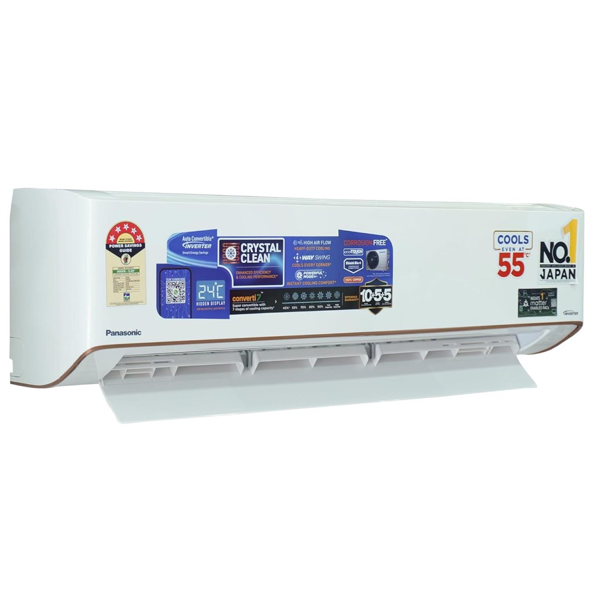 Panasonic EU 7-in-1 Convertible 1.5 Ton 5 Star Inverter Split AC with Temperature Sensors, 4-Way Swing, Copper Condenser (2025 Model, CS/CU-EU18BKY5X), Works at 54°C, Crystal Clear Indoor & Outdoor - Image 3