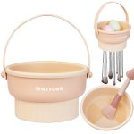 3 in 1 Silicone Makeup Brush Cleaner Make-up Brushes Mat Bowl with Hanger Brushes Beauty Sponge Blender Dying Holder Storage