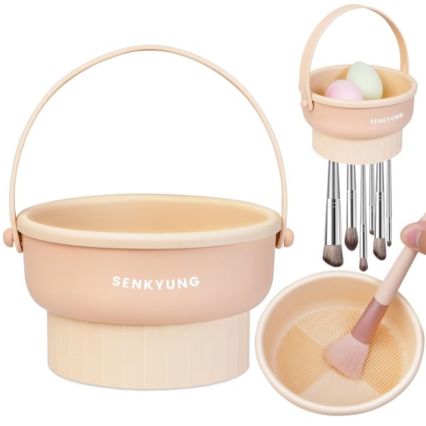 3 in 1 Silicone Makeup Brush Cleaner Make-up Brushes Mat Bowl with Hanger Brushes Beauty Sponge Blender Dying Holder Storage