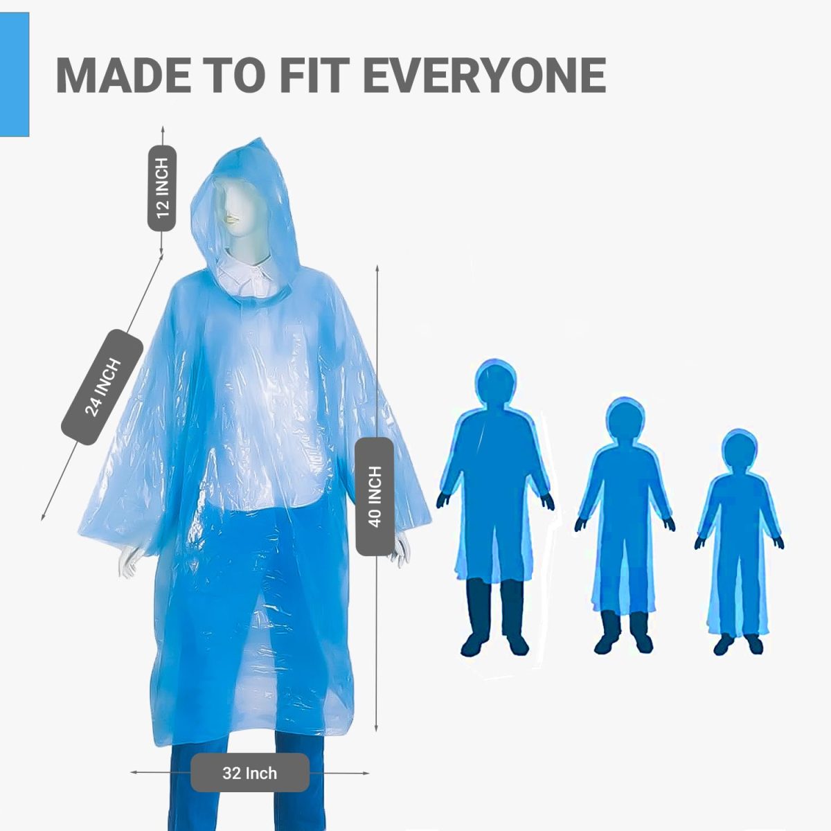 Allextreme Poncho Raincoat with Hood Barsaati Water Resistant Rain Protection Rainsuit for Men & Women Rainwear for Outdoor Activities Traveling Camping (Blue, Pack of 1) - Image 2