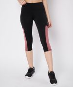 Mehrang High-Waisted Capri Leggings with Side Pocket – Black & Contrast Color Block Activewear for Gym, Yoga, and Everyday Comfort for Women - Image 3