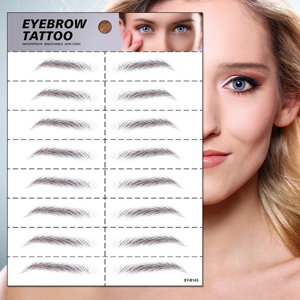 S.A.V.I 8 Pairs 6D Natural Look Eyebrow Styling Long Lasting Up to 7 Days Waterproof Temporary Tattoo Stickers - 1 Sheet (143)