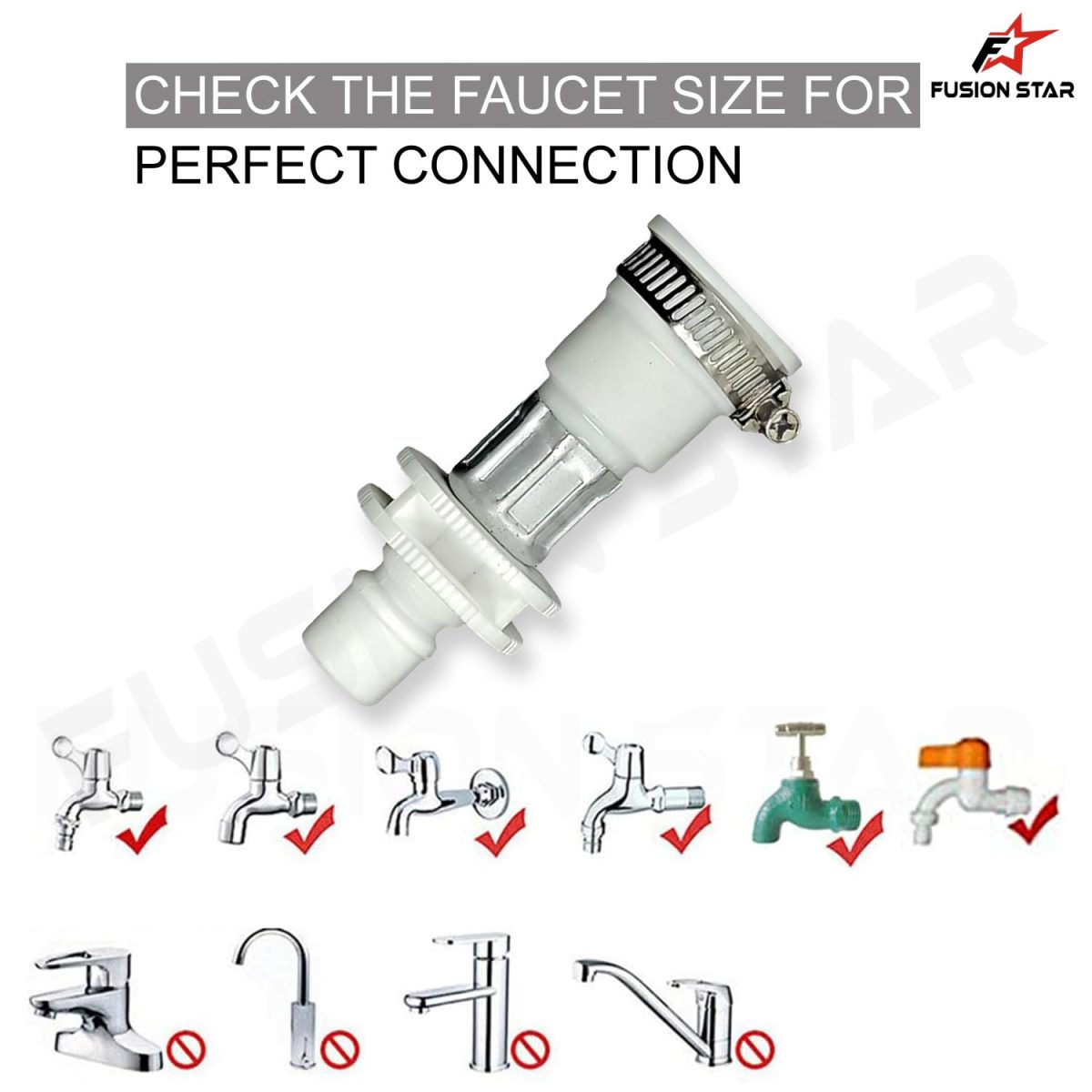 FUSION STAR Tap Adapter/Connector Fully Automatic Washing Machine & Dishwasher Water Inlet Pipe Easy Install (Pack of 1) - Image 5