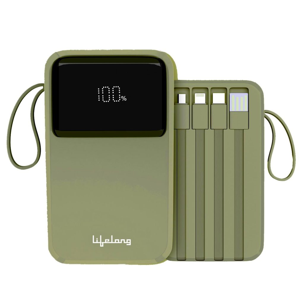 Lifelong ZenCharge 20000 mAh 22.5 W Compact Pocket Size Power Bank with 6 Input/Output Ports (Olive, Lithium Polymer, Fast Charging, Quick Charge 3.0 for Mobile, Earbuds,Speaker, Tablet)