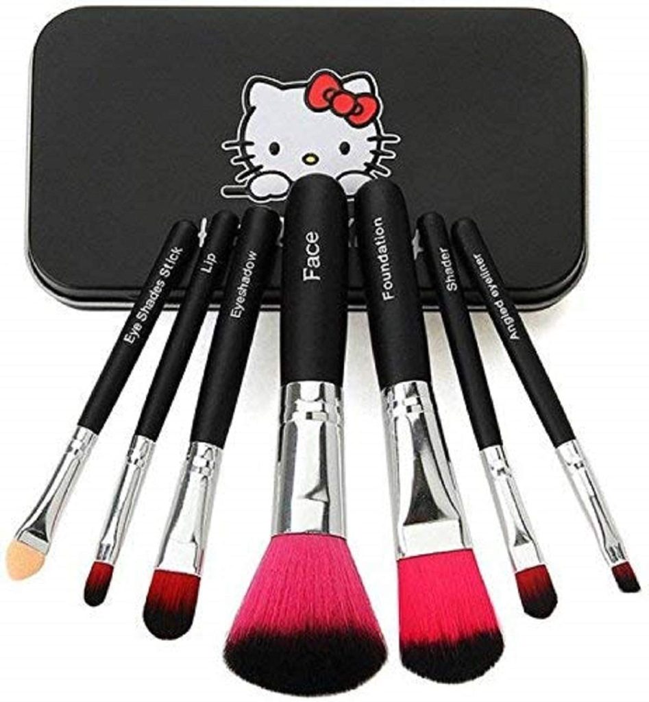 Zaduhik Soft Bristle Makeup Mini Brush Kit- Black, 7 Pieces