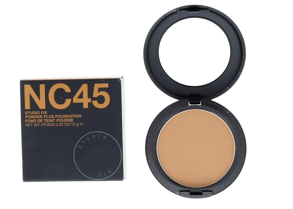 MMACC Studio Fix Powder Plus Foundation Matte + Poreless Compact Powder, upto 16 hours of Oil Control UV filters & ideal for normal to oily skin 40GM/1.23 OZ (Beige, NC45)