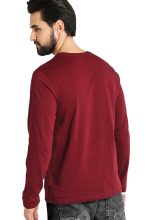 LEOTUDE Regular Fit Cottonblend Full Sleeve Printed Men's T-Shirt (Color Maroon) - Image 2