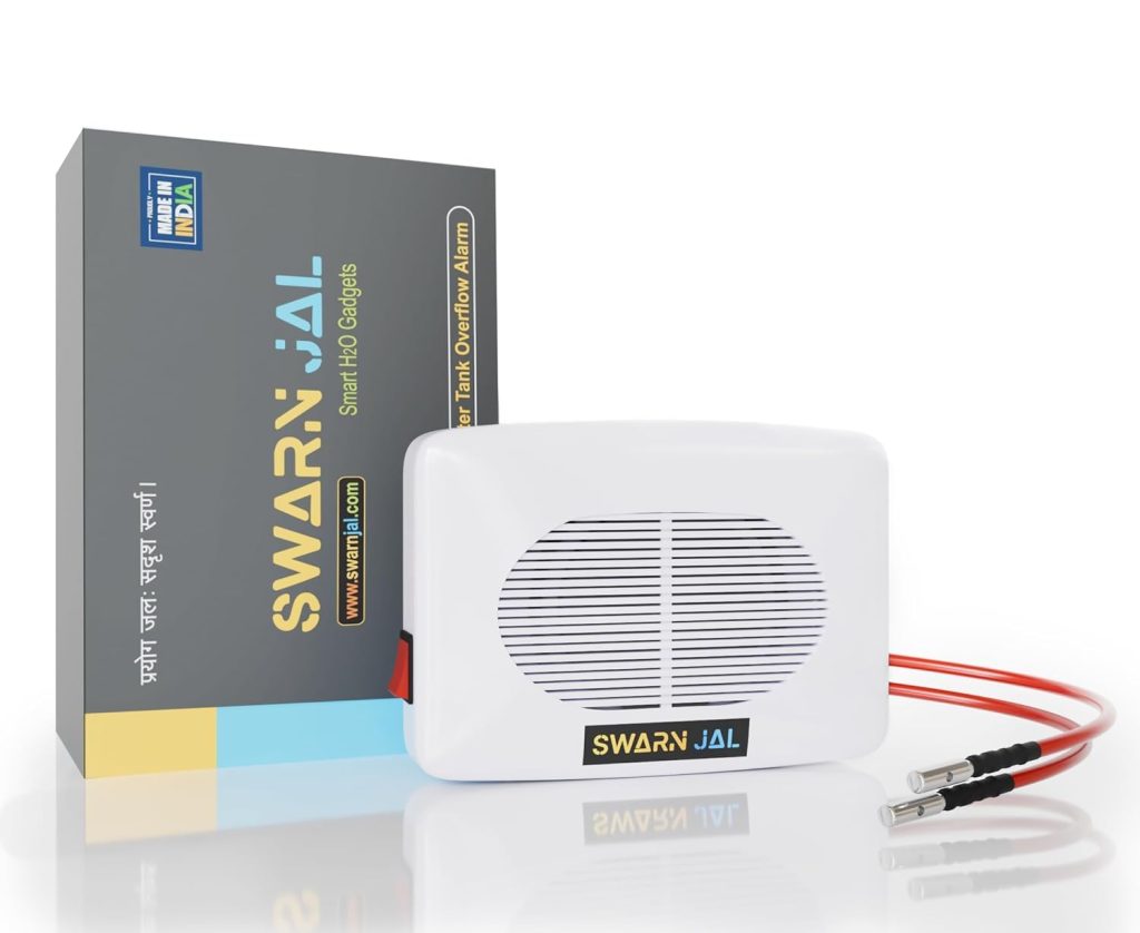 Swarn Jal (Model: A-VO) Water Tank Alarm, Overflow Control Bell, Cell/Battery Powered, Loud Human Voice, Brass Sensors, 100% Shock Proof, 1-3 Years Cell Life, One Year Complete Warranty