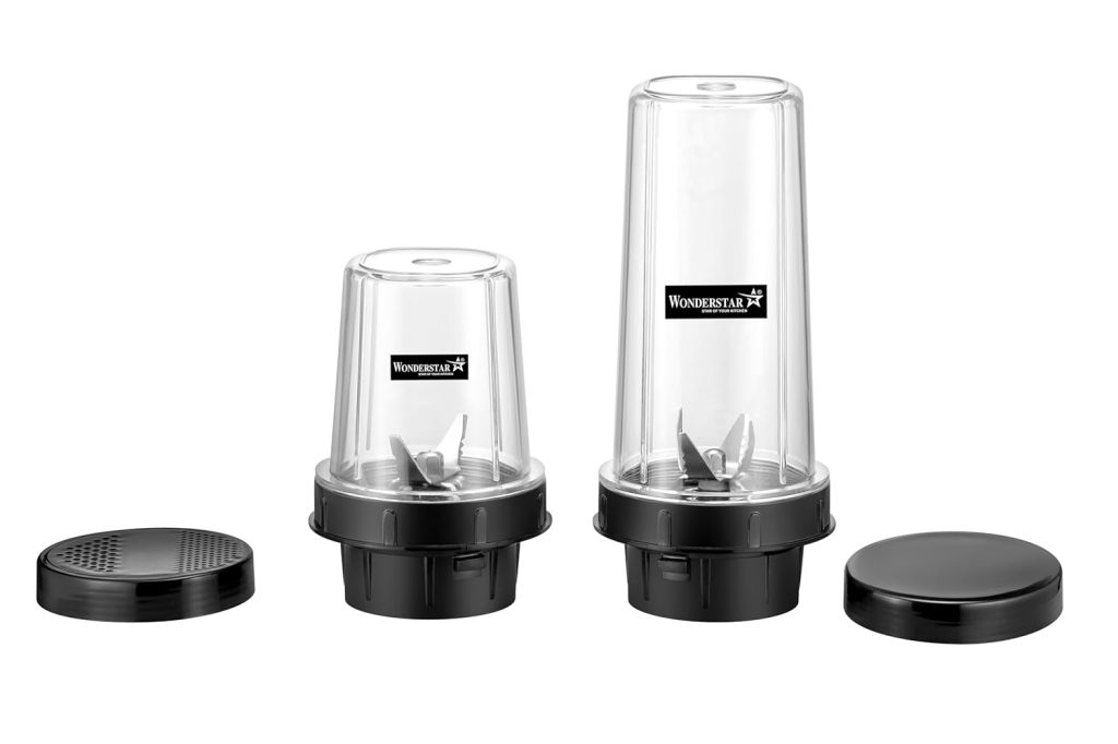 WONDER STAR Bullet JAR Combo (600 + 300ML) || Mixer Grinder CHTUNEY Jars Combo|| 600+300ML Capacity||Suitable for SUMEET, KENSTAR, Long WAYY,Activa, PREETHI, Bajaj Mixer Grinders Match and Buy