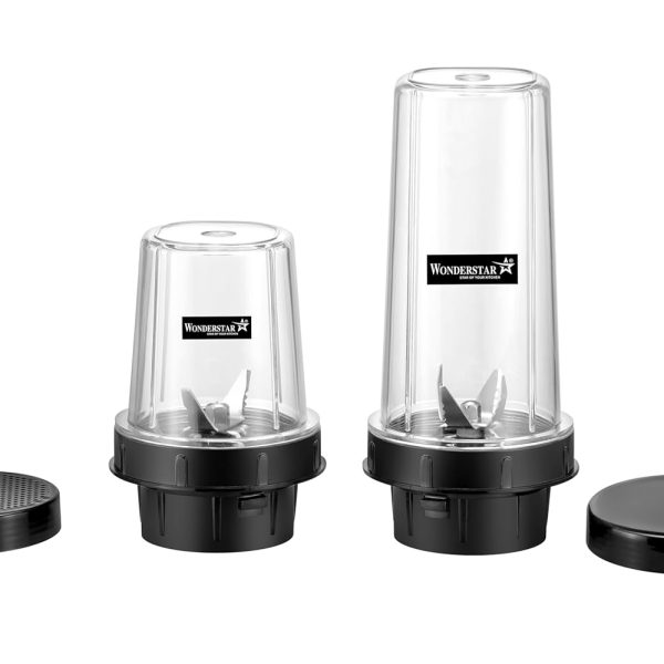 WONDER STAR Bullet JAR Combo (600 + 300ML) || Mixer Grinder CHTUNEY Jars Combo|| 600+300ML Capacity||Suitable for SUMEET, KENSTAR, Long WAYY,Activa, PREETHI, Bajaj Mixer Grinders Match and Buy