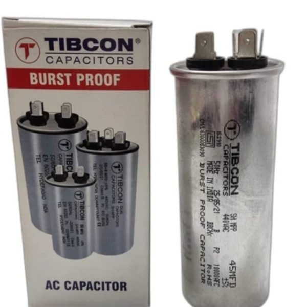 M&M HARIS "Tibcon Capacitor 45 MFD 440V for Air Conditioner (Split & Window Air Conditioners) 1.5 Ton & 2 Ton Air Conditioner