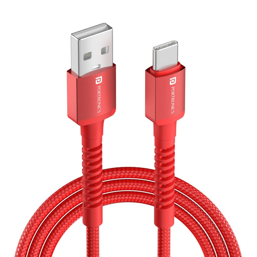 Portronics Konnect X Unbreakable Nylon Braided USB A to Type C Cable with 6Amp Output, Compatible with OnePlus, Oppo, iPhone 15, iPad & other Type C Smartphone & Devices, 1M Length (Red)