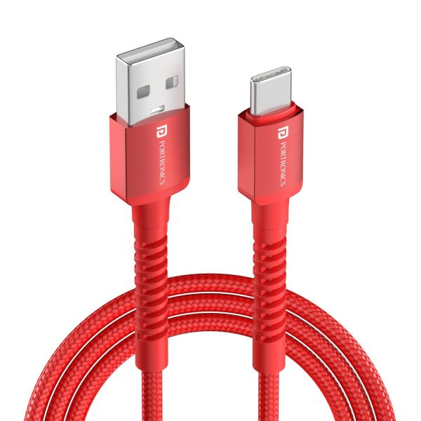 Portronics Konnect X Unbreakable Nylon Braided USB A to Type C Cable with 6Amp Output, Compatible with OnePlus, Oppo, iPhone 15, iPad & other Type C Smartphone & Devices, 1M Length (Red)