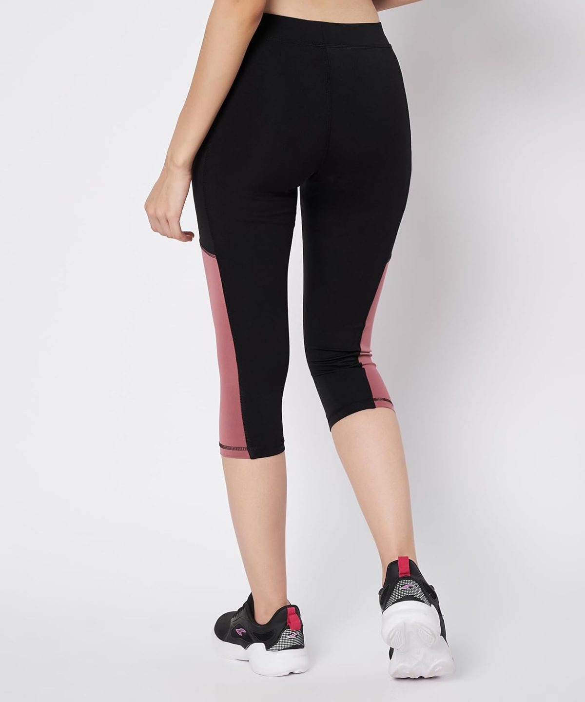 Mehrang High-Waisted Capri Leggings with Side Pocket – Black & Contrast Color Block Activewear for Gym, Yoga, and Everyday Comfort for Women - Image 6