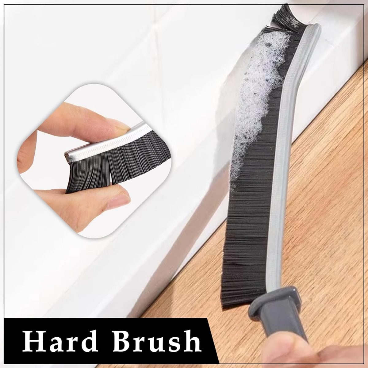 GLUN® Multifunctional Hard Bristle Gap Cleaner Grout Cleaning Brush, All-Around Household Cleaning Device for Bathrooms - Image 4