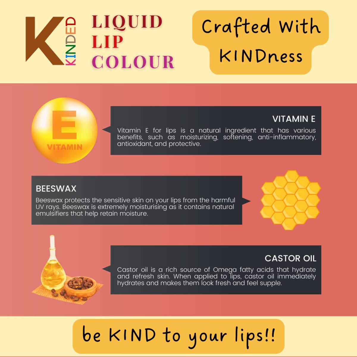 KINDED Liquid Lip Colour Vitamin E Enriched No Transfer Waterproof Resistant Smudge Proof Long Lasting Super Stay Glam Lipstick Lip Gloss for Girls Women (Matte Finish, Sangria Orange, 6 ml) - Image 6