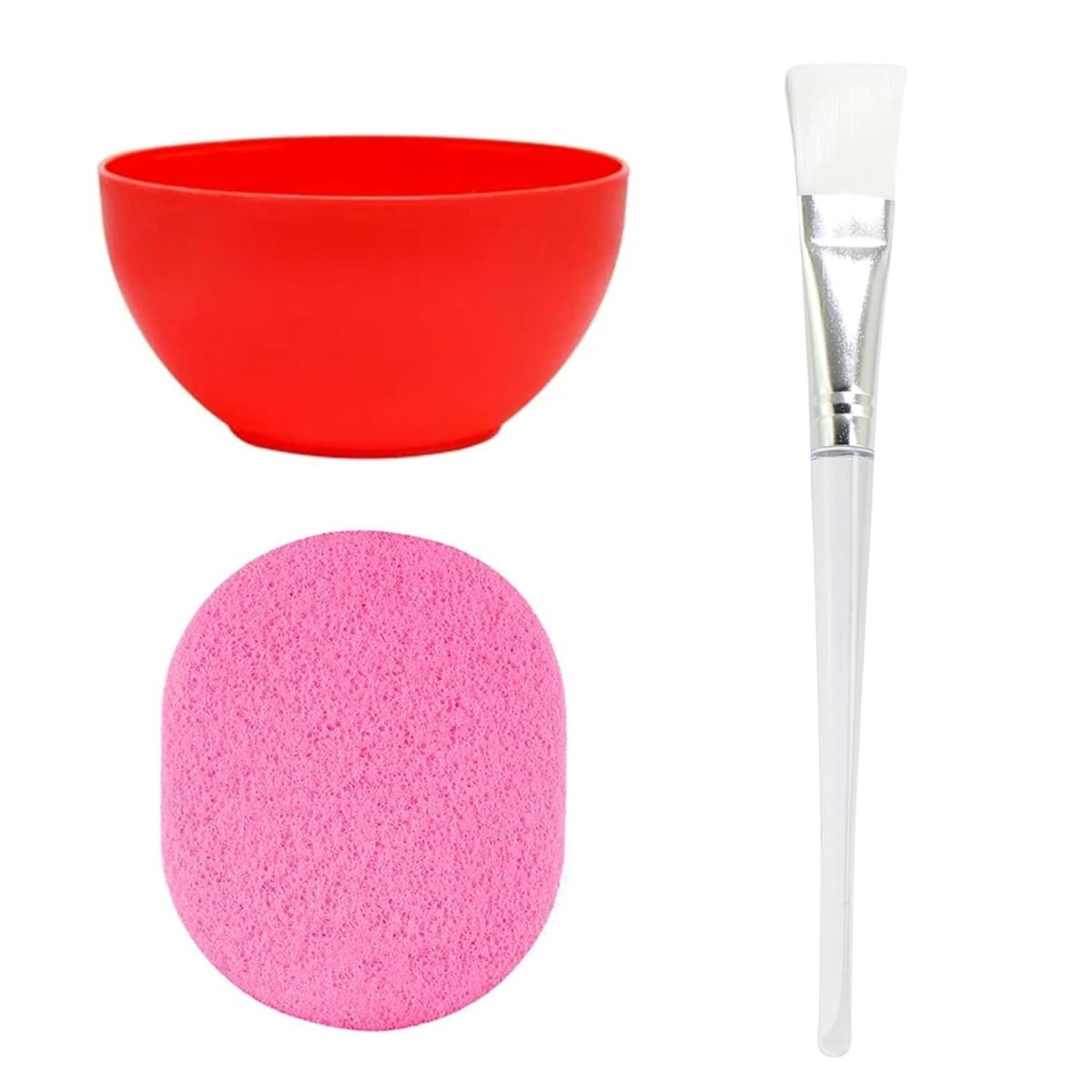 [Ear Lobe & Accessories] Combo Pack (1 Pc Face Pack Mixing Bowl (200 ml) | 1 Pc Transparent Handle Face Pack Brush | 2 Pcs Face Cleaning Sponge) (Color May Vary) - Image 4