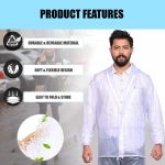 HACER Crystal Men Raincoat Water Resistant Rain Coat with Adjustable Hood Drawstring Hem Set of Top & Bottom with Carrying Pouch (XXL Size, Transparent) - Image 5