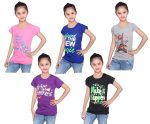 IndiWeaves Girls' T-Shirt (Pack of 5)