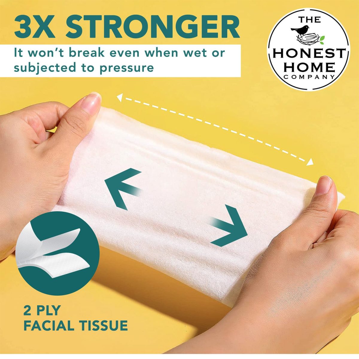 The Honest Home Co. | 2 Ply Soft Facial Tissue Paper Box | 800 Pulls | 100% Virgin Pulp | Pack of 1 (100 Pulls/box) - Image 3