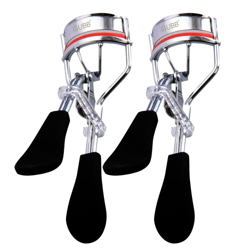 GUBB Eyelash Curler For Women - Suitable for all eye shapes | offers perfect curls | comfortable to hold | elegant design | An Eye Makeup Tool Comes with silicon base - Black, Pack Of 2