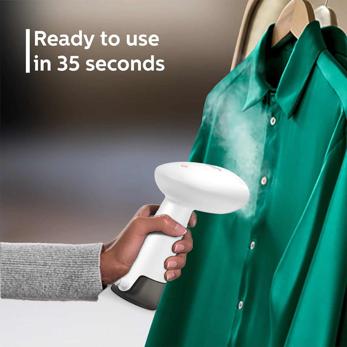 PHILIPS Handheld Garment Steamer STH1010/10 - Compact, Convenient Vertical Steaming, 900 Watt Quick Heat Up, Kills 99.9%* Bacteria - Image 3