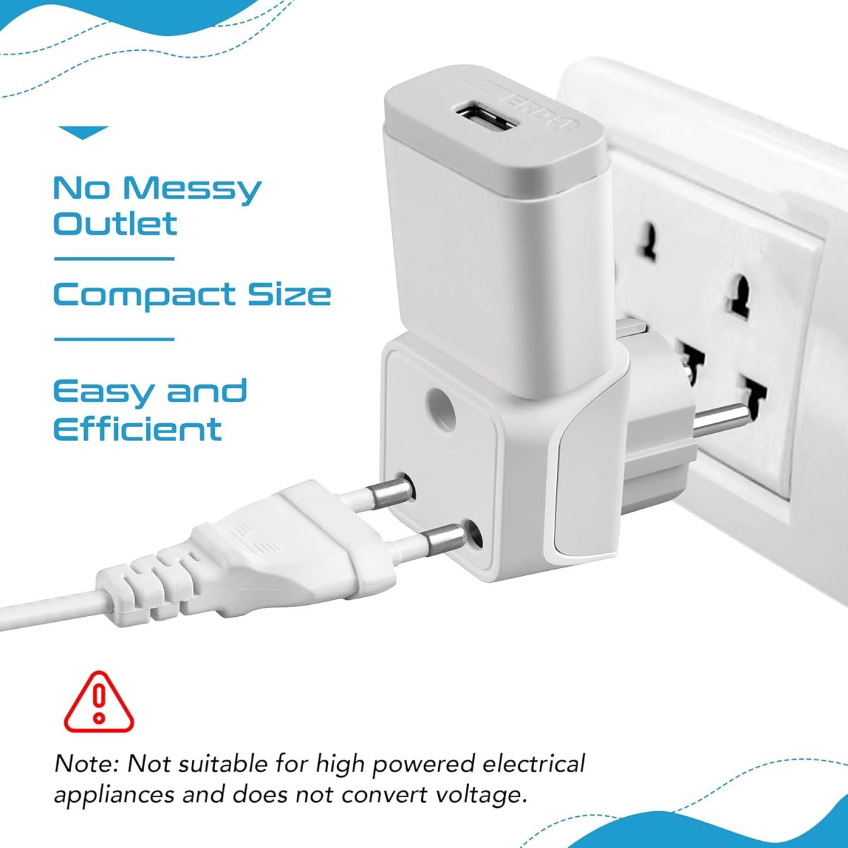 Ceptics European Plug Adapter, India to Europe Adapter (Schuko) - Type E/F Travel Adapter Europe - CE Certified - RoHS Compliant - White - 2 Pack - 5 Years Warranty - Image 6