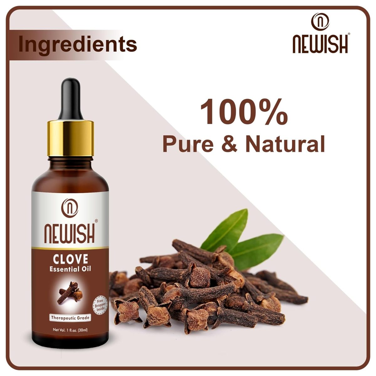 Newish Clove Oil 100% Pure & Natural, Undiluted, Best use Clove oil for Theeth Pain, Skin, Hair, Pimples, Acne, T Zone & Underarm - High Potency Premium Essential Clove Oil 30 ml - Image 2