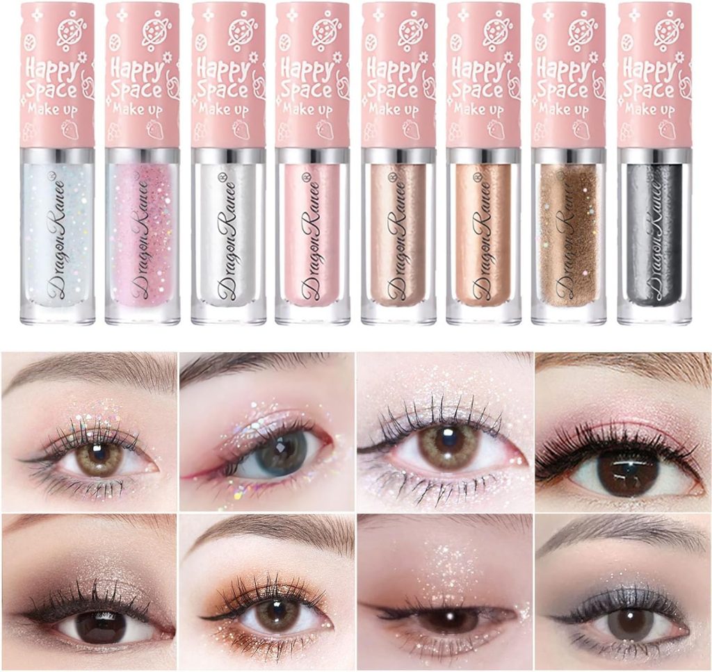 Glitter Eyeliner and Eyeshadow Set, Liquid Formula, Smudge-Proof, Assorted Colors combo