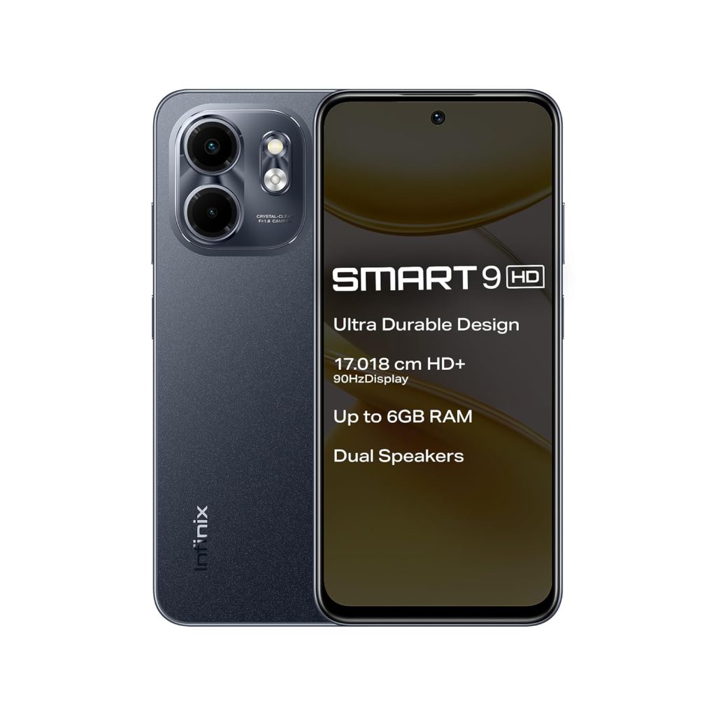 Infinix Smart 9 HD (Metallic Black, 3GB RAM, 64GB Storage) | 250K+ Drop Tetss | 90Hz Punch Hole Display | 5000mAh Battery