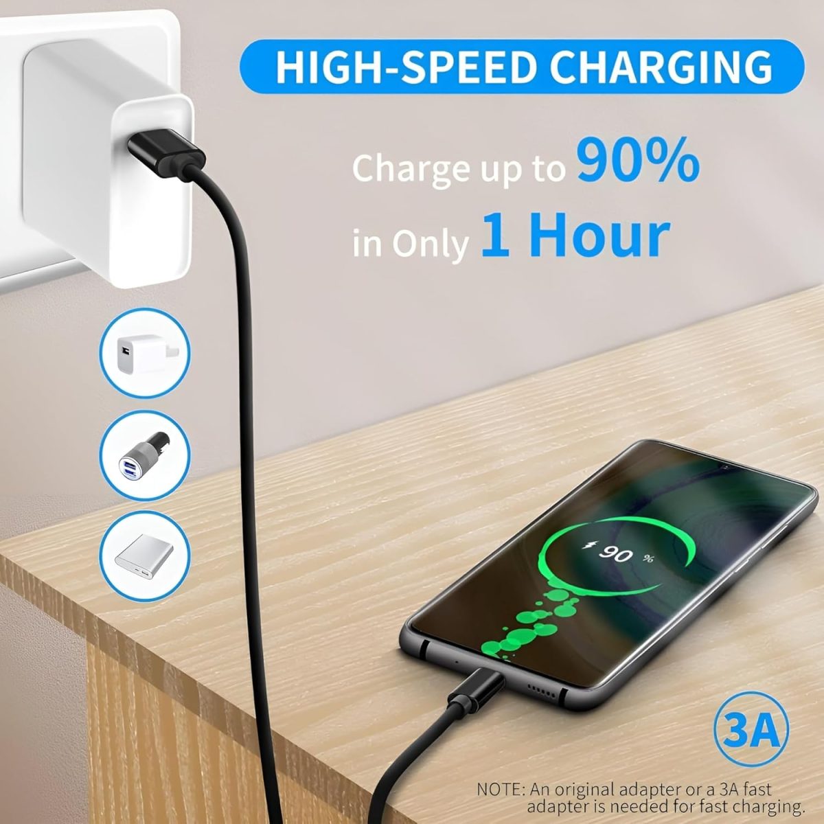 Samsung 45W Original Type C to C 1M Fast Charging USB C Cable High-Speed & Data Transfer Compatible with Samsung S25/S25+/S24/S24+/S23/S23+/S22/5G/Ultra/Plus/Fe/Edge/S- Type-C Cord, Black - Image 3